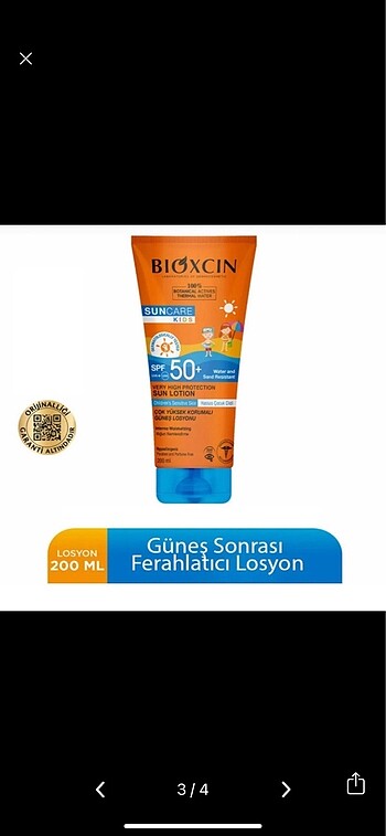  Beden Bioxcin Sun Care Kids Güneş Kremi