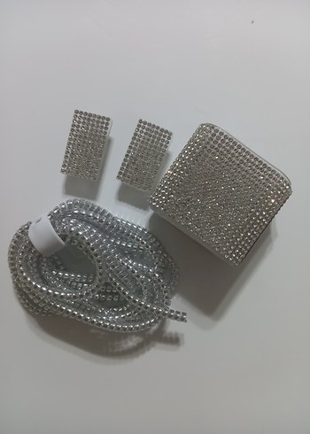 Taşlı Telefon Şarj Kablosu ve Adaptör koruma - Görsel 3