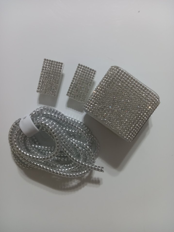 Taşlı Telefon Şarj Kablosu ve Adaptör koruma - Görsel 3