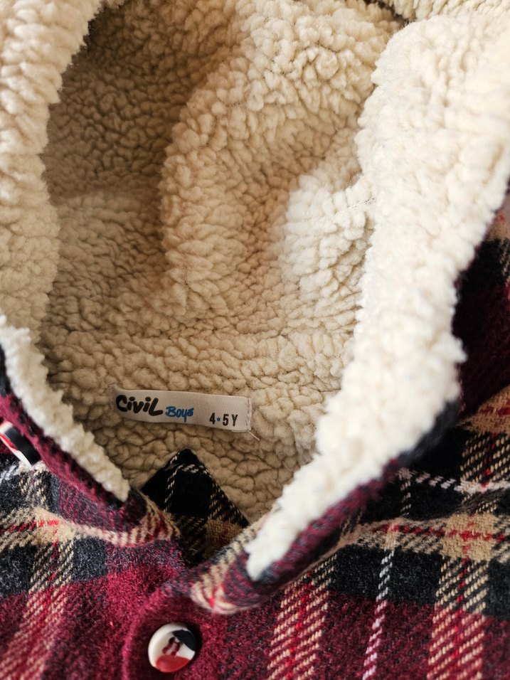 Kapüşonlu Bordo Erkek Çocuk Mont - Görsel 2