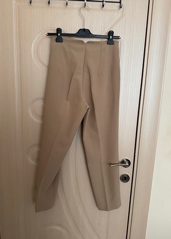 Bej Midi Keten Kadın Kumaş Pantolon - Görsel 3