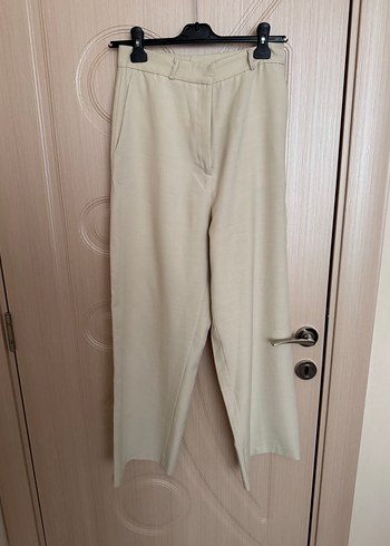 Bej Midi Keten Kadın Pantolon - Görsel 2