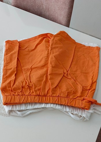 Beyaz Keten Hamile Mini Şort - Görsel 7