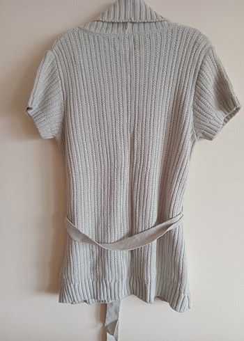 xl Beden Gri Örgü Kısa Kollu Midi Hırka