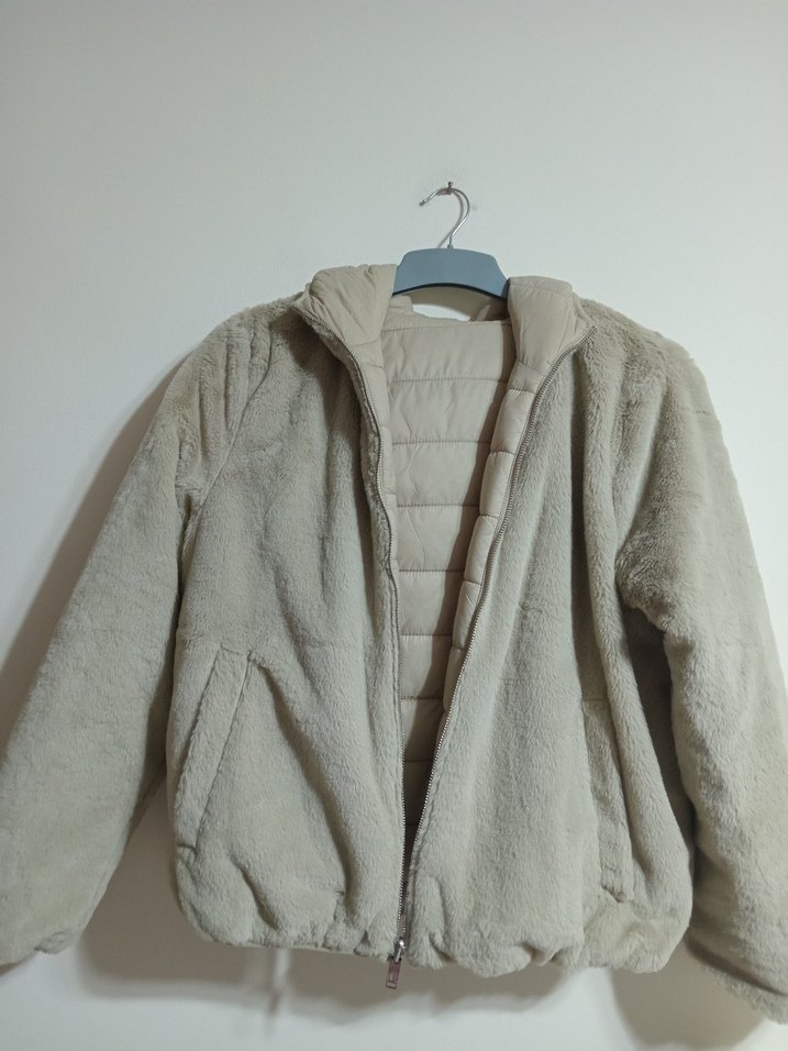 Bej Kadın Midi Kışlık Mont Kürklü - Görsel 3