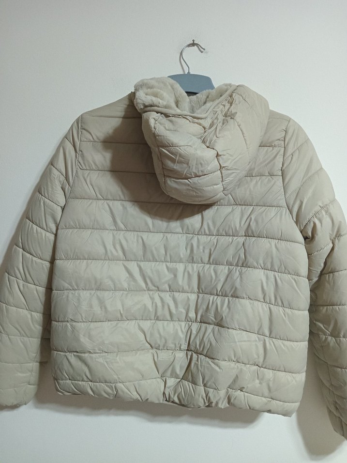 Bej Kadın Midi Kışlık Mont Kürklü - Görsel 2