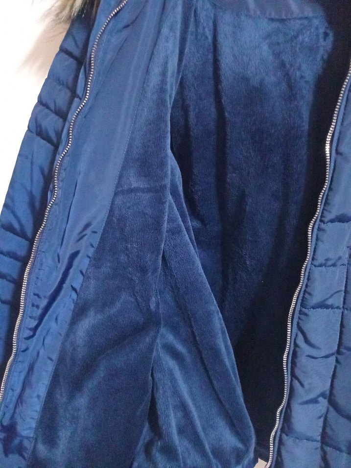 Kürklü Lacivert Kadın Kışlık Mont - Görsel 3