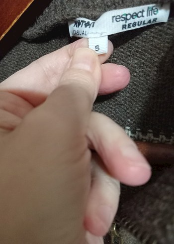 Yünlü Yarım Fermuarlı Gri-Kahverengi Triko Kazak - Görsel 3