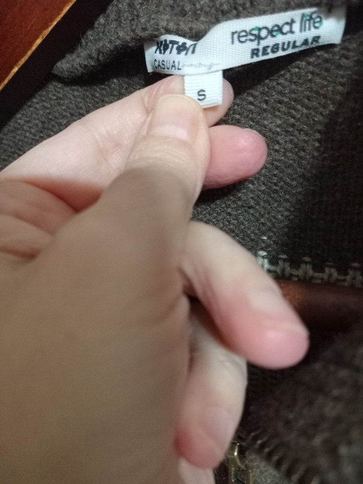 Yünlü Yarım Fermuarlı Gri-Kahverengi Triko Kazak - Görsel 3