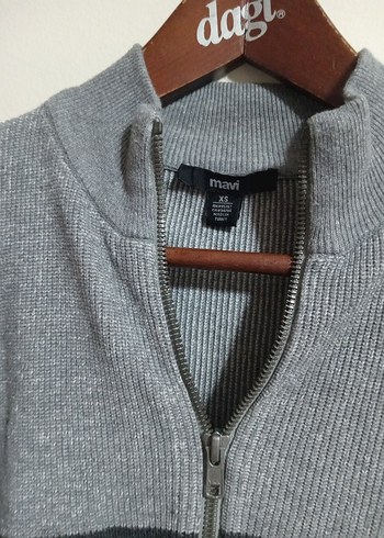 Gri Fermuarlı Erkek Yün Kazak - Görsel 2