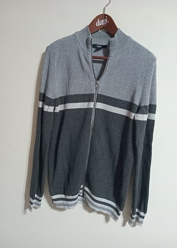 Gri Fermuarlı Erkek Yün Kazak - Görsel 3