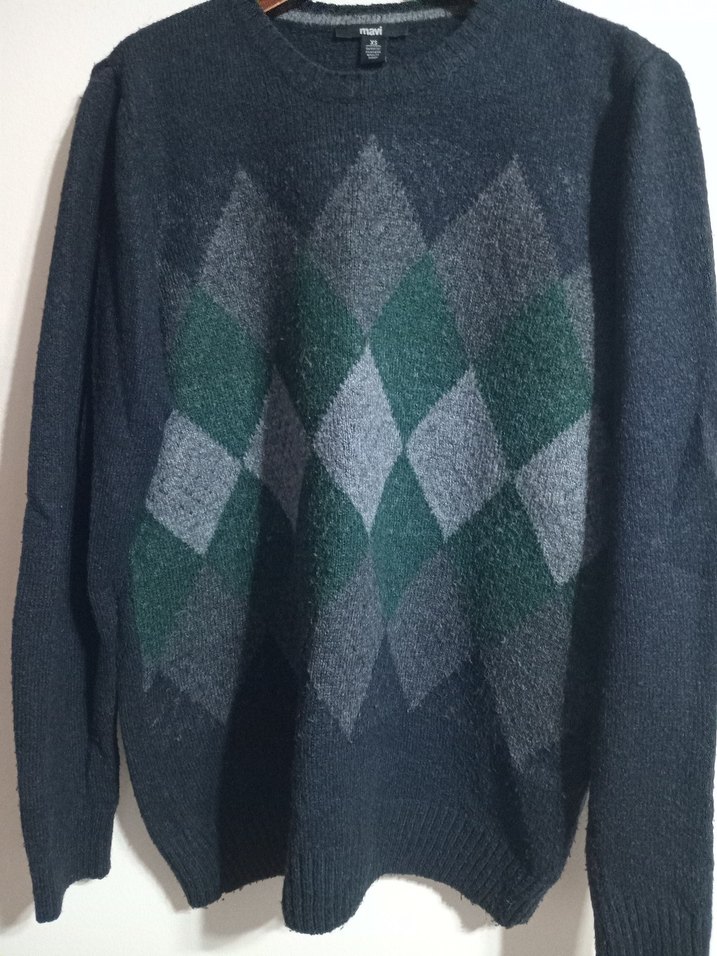 mavi yün kazak - Görsel 2