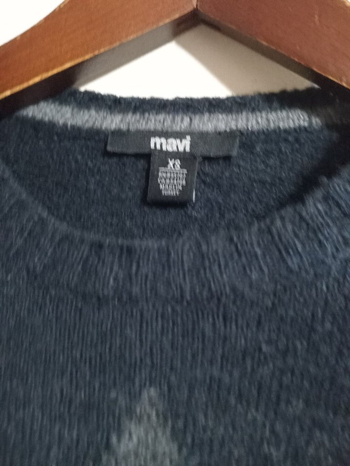 mavi yün kazak - Görsel 4