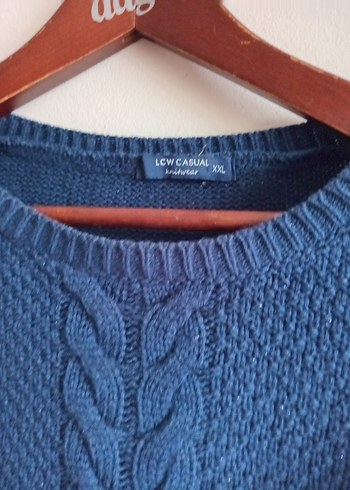 Kadın Lacivert Örgü Uzun Kollu Kazak - Görsel 3