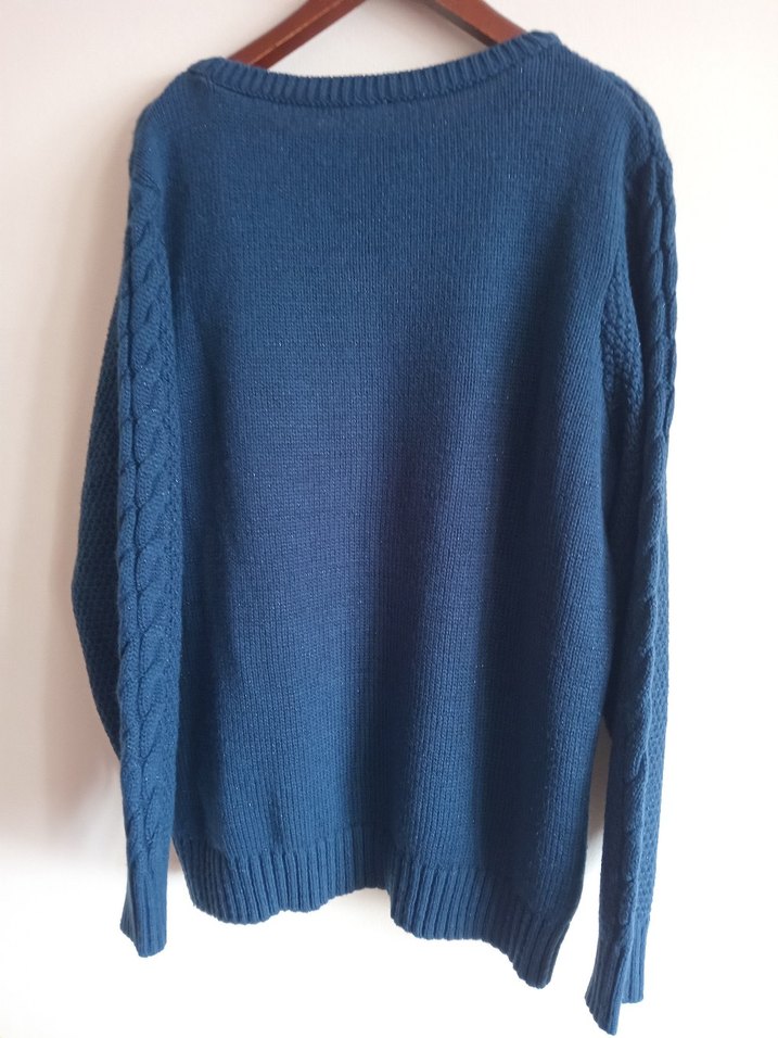 Kadın Lacivert Örgü Uzun Kollu Kazak - Görsel 2