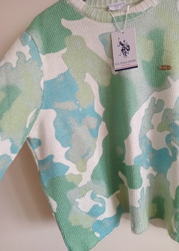 Kadın Yeşil Batik Desenli Triko Kazak - Görsel 3