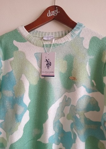 Kadın Yeşil Batik Desenli Triko Kazak - Görsel 4