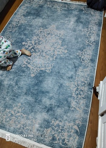 Gri-mavi baskılı klasik halı - Görsel 2