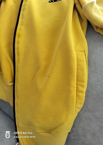 Sarı Adidas Fermuarlı Sweatshirt ve Eşofman - Görsel 6