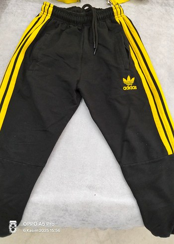 Sarı Adidas Fermuarlı Sweatshirt ve Eşofman - Görsel 4