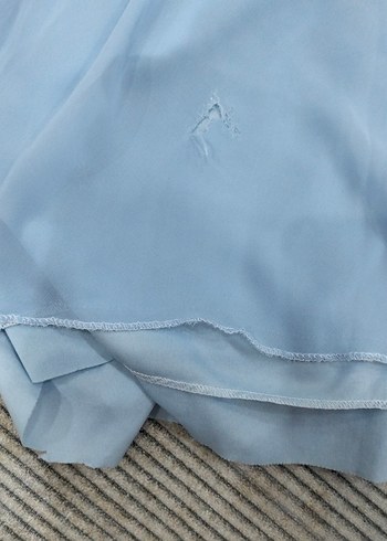 Mavi İşlemeli Uzun Kollu Abiye Elbise - Görsel 4