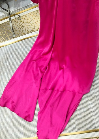 Pembe V Yaka Uzun Drapeli Elbise - Görsel 3