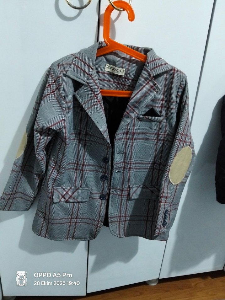 Düğmeli Gri Denim Erkek Çocuk Ceket - Görsel 2