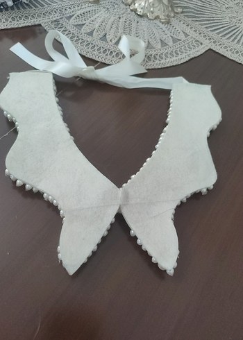 Beden beyaz Renk İnci İşlemeli Mini Beyaz Bohem Kolye