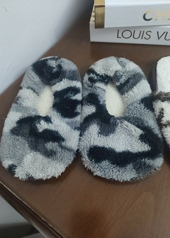 Örgü Desenli Ev Terlikleri, Gri & Kahverengi - Görsel 2