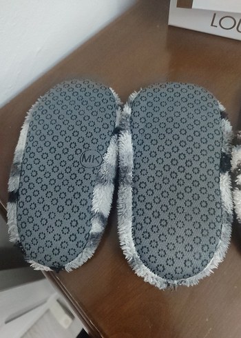 Örgü Desenli Ev Terlikleri, Gri & Kahverengi - Görsel 4