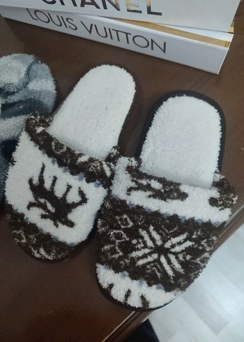 Örgü Desenli Ev Terlikleri, Gri & Kahverengi - Görsel 6