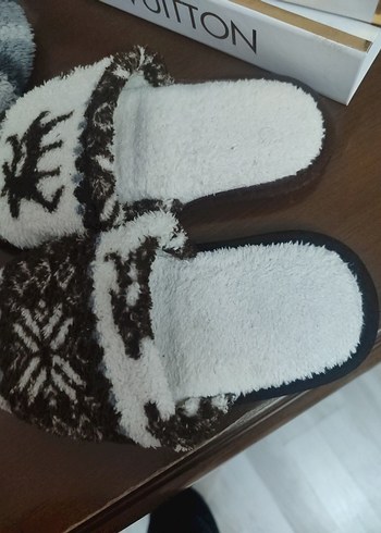 Örgü Desenli Ev Terlikleri, Gri & Kahverengi - Görsel 7