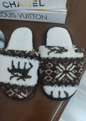 Örgü Desenli Ev Terlikleri, Gri & Kahverengi - Görsel 3