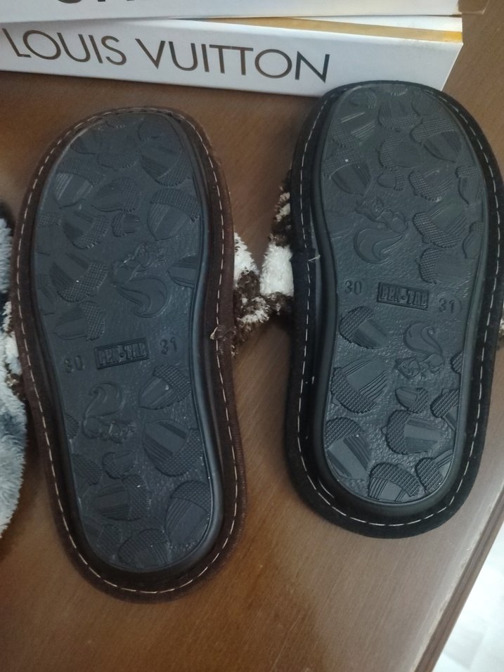 Örgü Desenli Ev Terlikleri, Gri & Kahverengi - Görsel 5