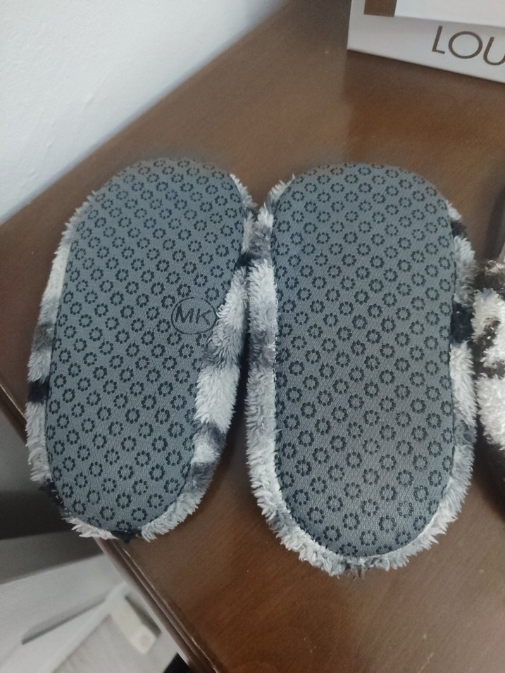 Örgü Desenli Ev Terlikleri, Gri & Kahverengi - Görsel 4