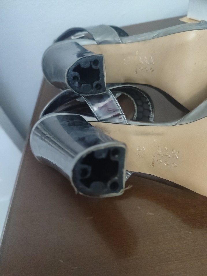 Gri Yılan Desenli Platform Topuklu Kadın Ayakkabı - Görsel 5