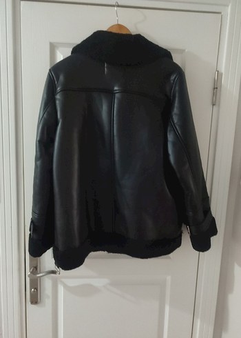 Siyah Kürklü Biker Deri Ceket - Görsel 4