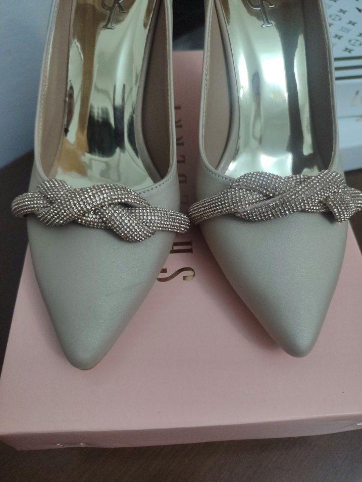 Bej Yılan Desenli Stiletto Topuklu Kadın Ayakkabı - Görsel 2