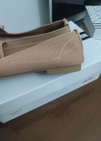 Bej Fiyonklu Kadın Dolgu Topuklu Babet - Görsel 5