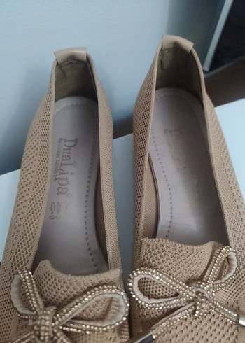 Bej Fiyonklu Kadın Dolgu Topuklu Babet - Görsel 8