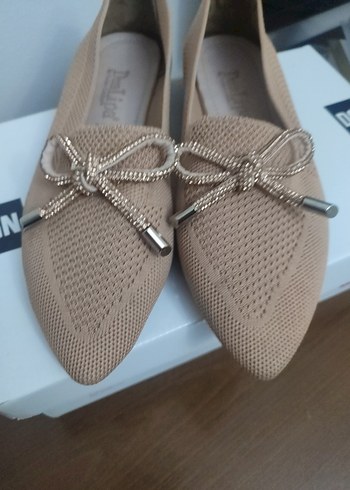 Bej Fiyonklu Kadın Dolgu Topuklu Babet - Görsel 2