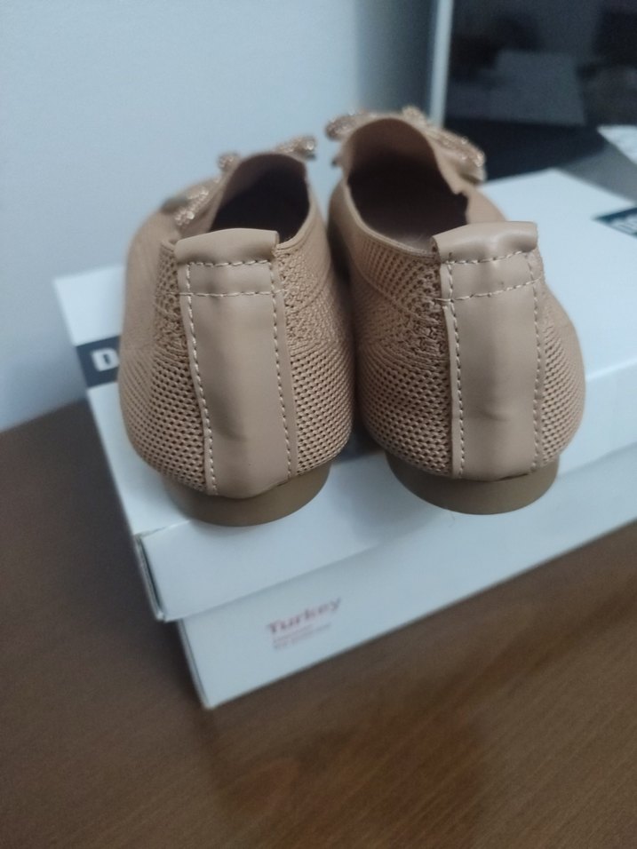 Bej Fiyonklu Kadın Dolgu Topuklu Babet - Görsel 4