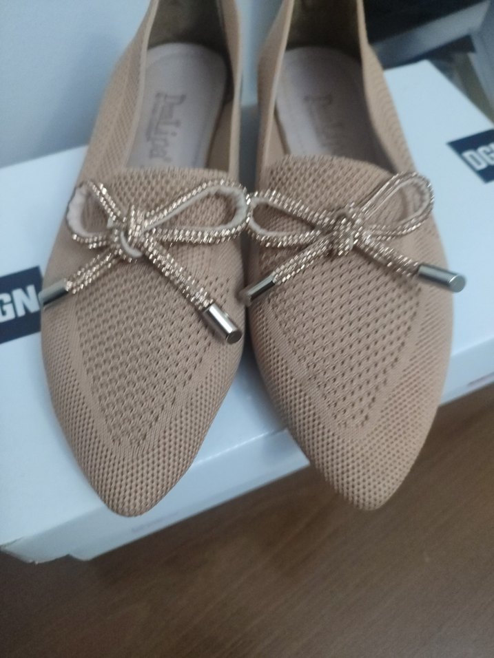 Bej Fiyonklu Kadın Dolgu Topuklu Babet - Görsel 2