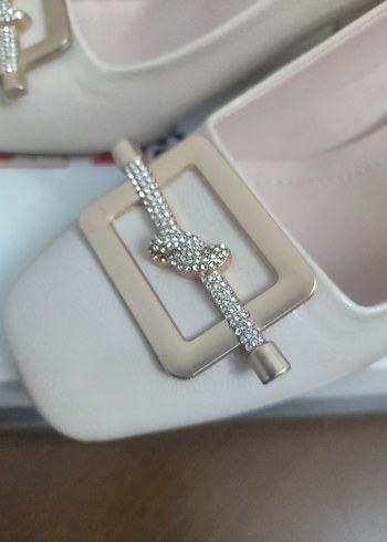 Bej Tokalı Kadın Topuklu Babet - Görsel 6