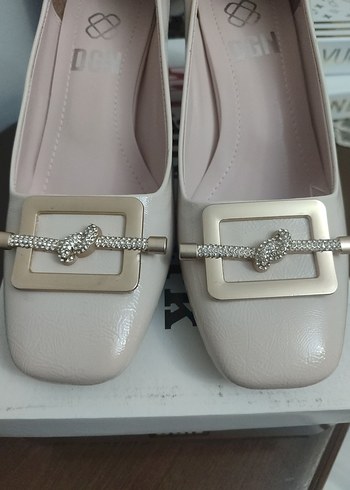 Bej Tokalı Kadın Topuklu Babet - Görsel 2