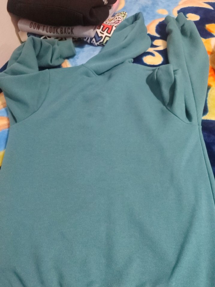 Mavi Kapüşonlu Fermuarlı Sweatshirt - Görsel 4