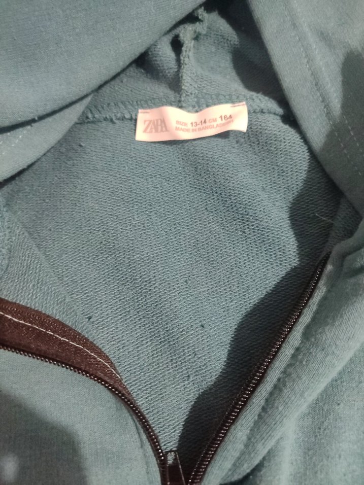 Mavi Kapüşonlu Fermuarlı Sweatshirt - Görsel 3