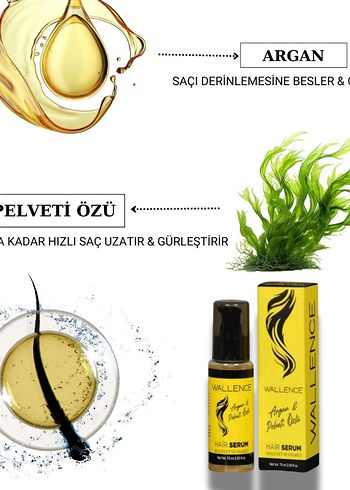 Wallence Argan & Pelveti Özlü Saç Serumu 75ml - Görsel 4