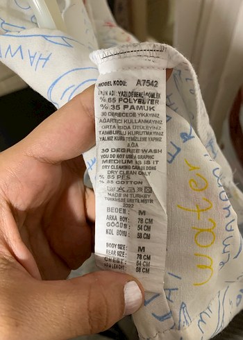 Düğmeli, Baskılı, Uzun Kollu Beyaz Keten Gömlek - Görsel 4