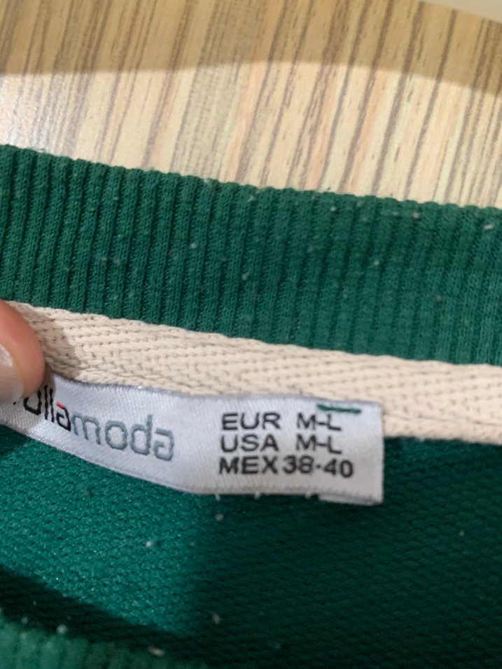 Kadın Yeşil Oversize Triko Sweatshirt - Görsel 3